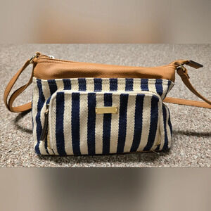 Navy blue and white nautical cotton purse